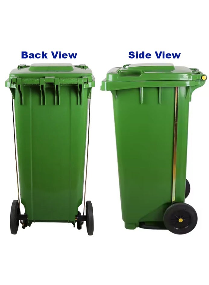 Swish Super Heavy Duty Plastic Garbage Large Bin, Green, 240 Litre with Wheel and Center Pedal -Kitchen and Outdoor Recycle Trash Can, Large Industrial Waste Bin - Image 4